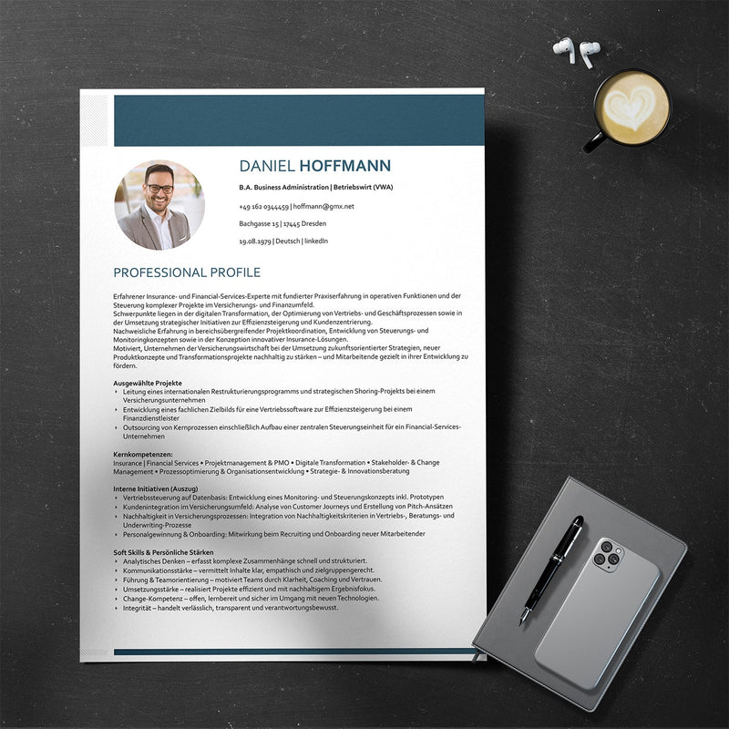 Professional Profile für Akademiker und Führungskräfte: Kompetenzprofil mit Projekten, Initiativen und Stärken auf einer Seite
