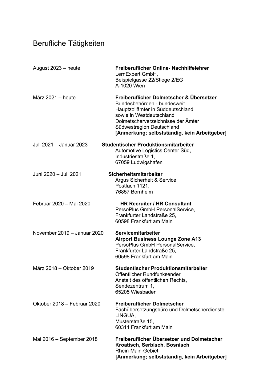 Ursprüngliche Bewerbung, Seite 2