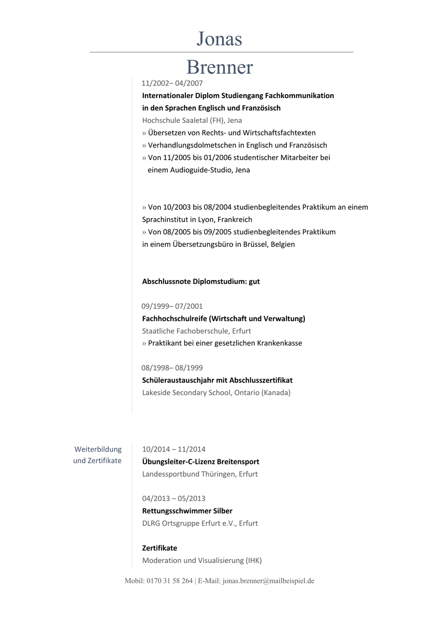 Ursprüngliche Bewerbung, Beispiel 2, Seite 5
