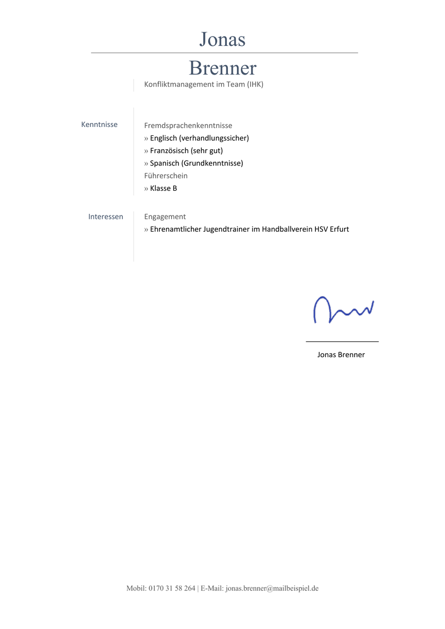 Ursprüngliche Bewerbung, Beispiel 2, Seite 6