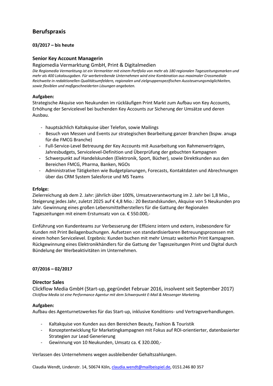 Ursprüngliche Bewerbung, Beispiel 3, Seite 2
