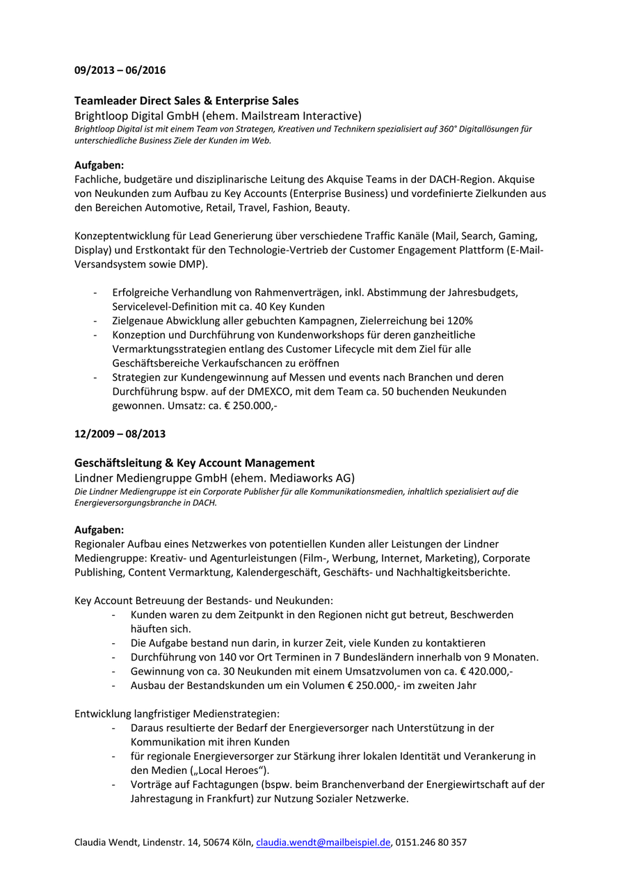 Ursprüngliche Bewerbung, Beispiel 3, Seite 3