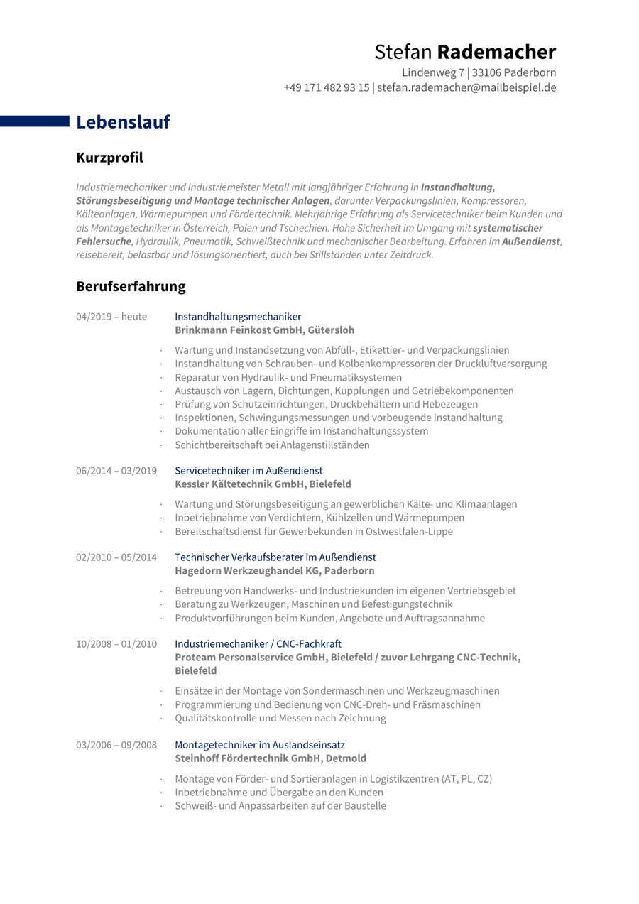 Professionelle Bewerbung von Bewerbung Schreiber, Beispiel 4, Seite 3
